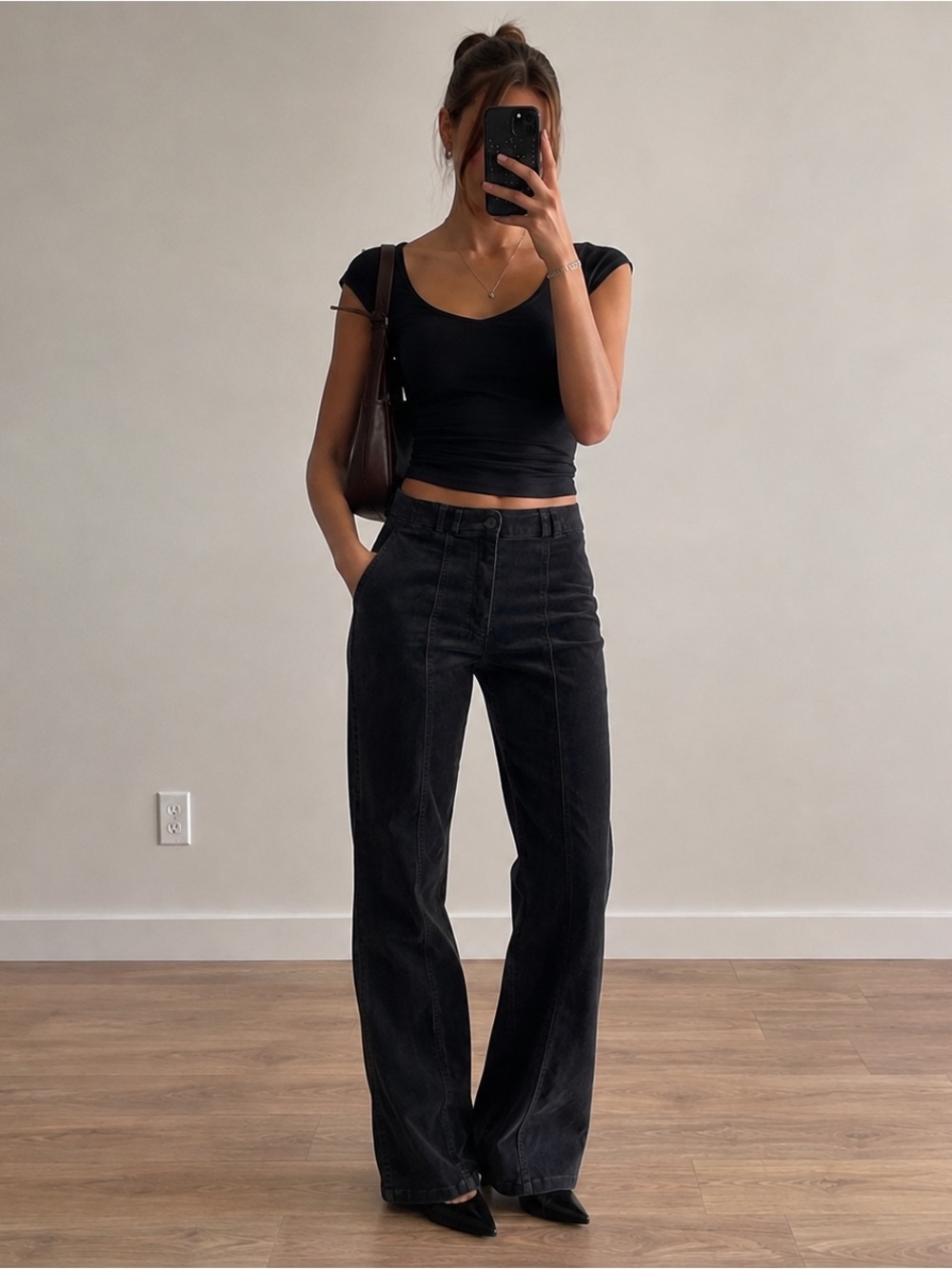 Cleo Chocolate Brown Corduroy Jeans Women 4 High Waisted Straight Leg Minimalist
